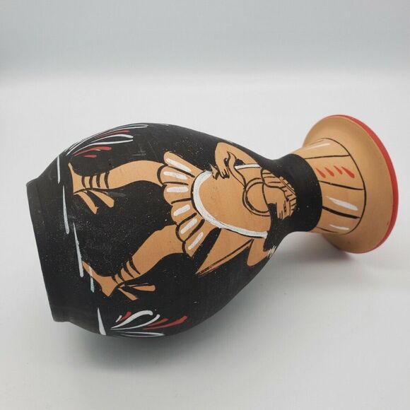 Fratelli Fanciullacci Painted Terracotta Vase Italy MCM RARE Find Egyptian Look - Picture 10 of 12